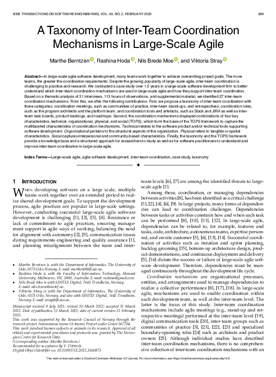 (PDF) A Taxonomy of Inter-Team Coordination Mechanisms in Large-Scale Agile