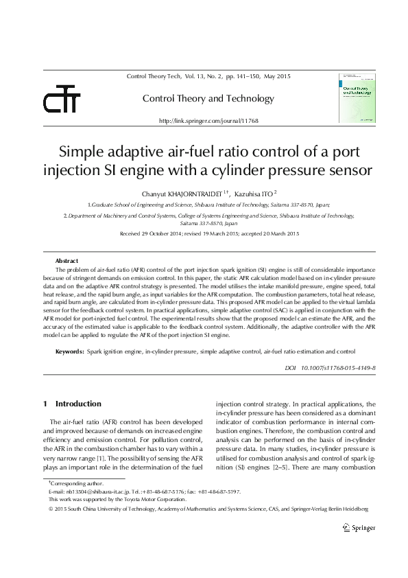 (PDF) Simple adaptive air-fuel ratio control of a port injection SI ...