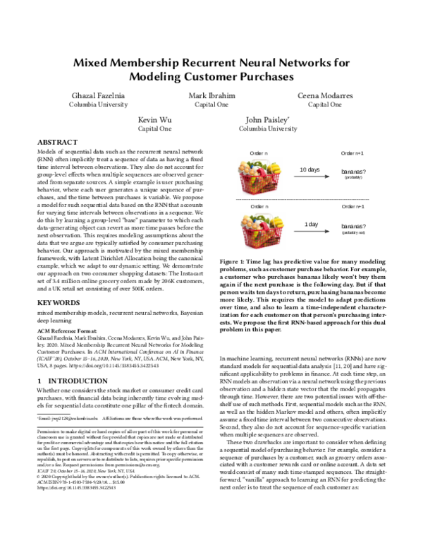 (PDF) Mixed membership recurrent neural networks for modeling customer ...