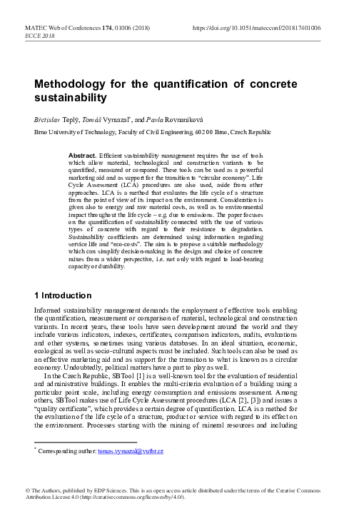 (PDF) Methodology for the quantification of concrete sustainability