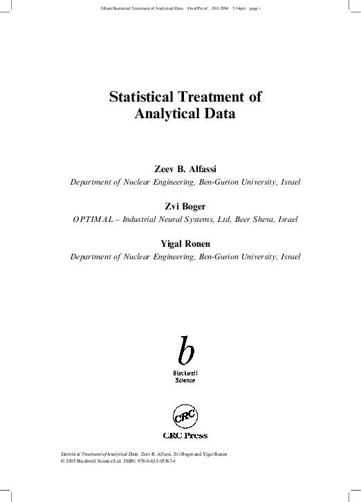PDF) Statistical Treatment of Analytical Data