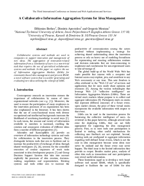 (PDF) A Collaborative Information Aggregation System for Idea Management