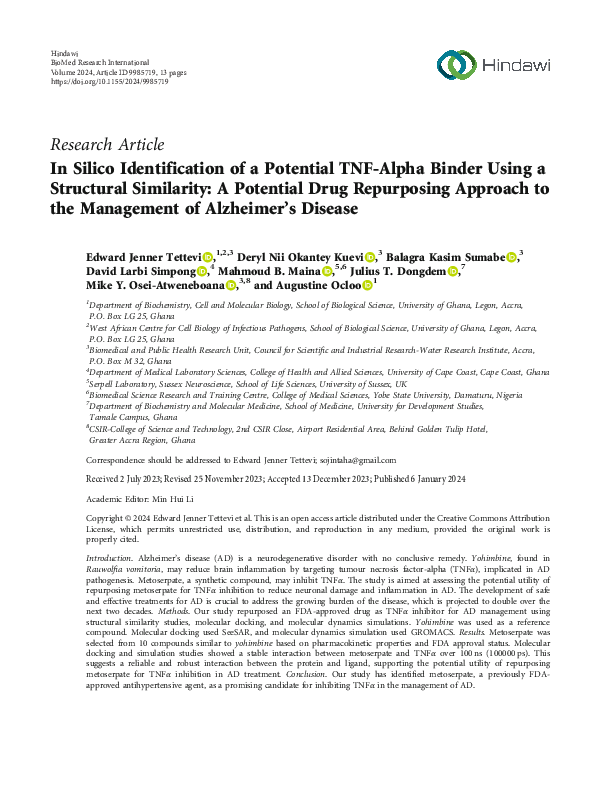 (PDF) In Silico Identification of a Potential TNF-Alpha Binder Using a ...