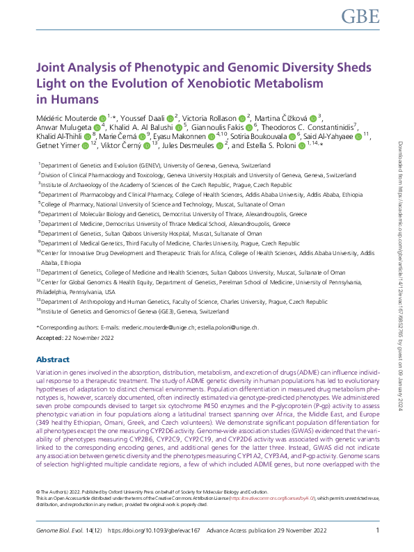 (PDF) Joint Analysis of Phenotypic and Genomic Diversity Sheds Light on ...