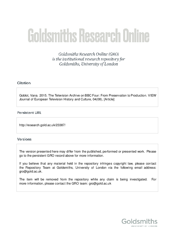 (PDF) The Television Archive on BBC Four