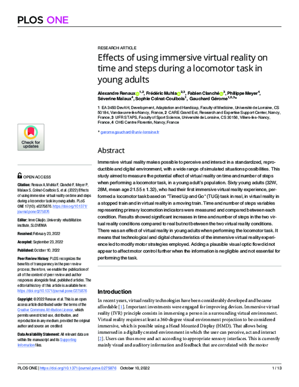 (PDF) Effects of using immersive virtual reality on time and steps ...