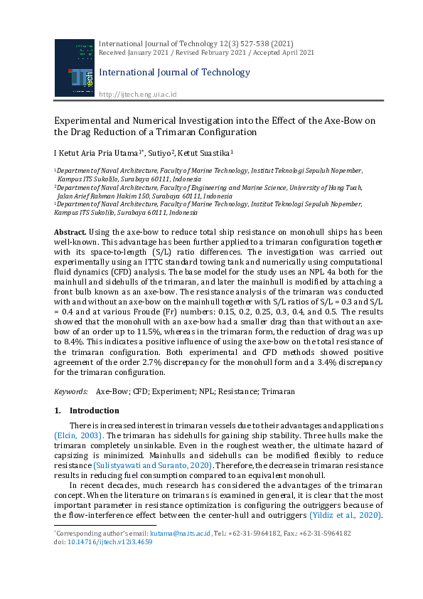 (PDF) Experimental and Numerical Investigation into the Effect of the ...