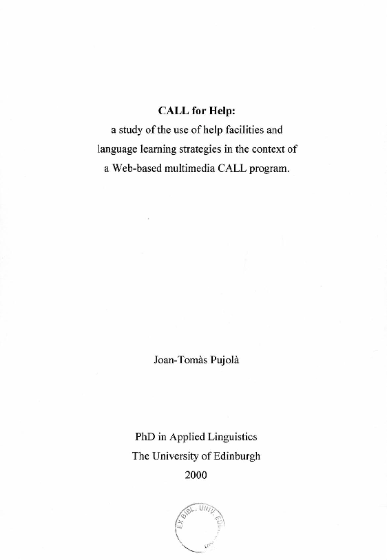 (PDF) Call for help a study of the use of help facilities and language ...