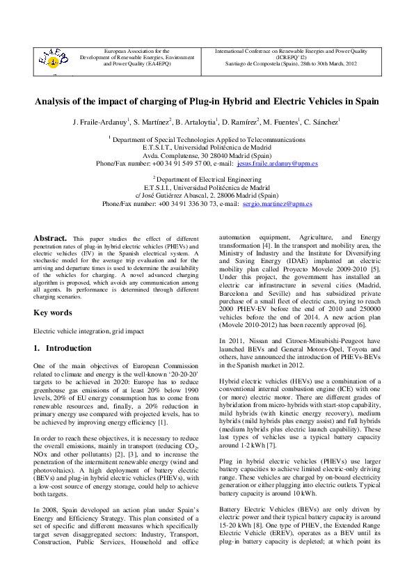 (PDF) Analysis of the impact of charging of Plug-in Hybrid and Electric ...