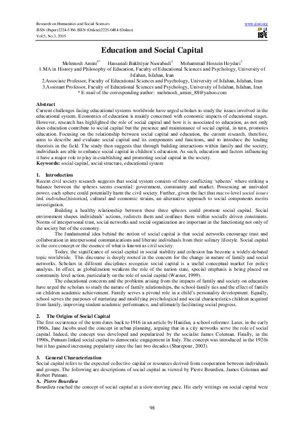 (PDF) Education and Social Capital