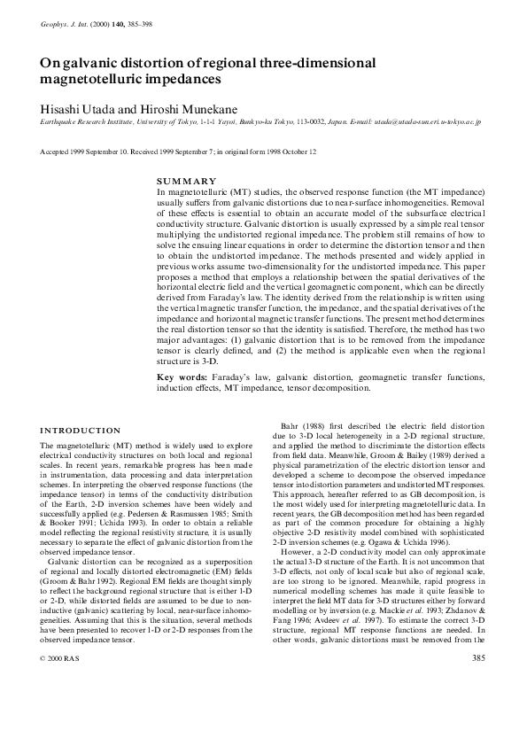 (PDF) On galvanic distortion of regional three-dimensional ...