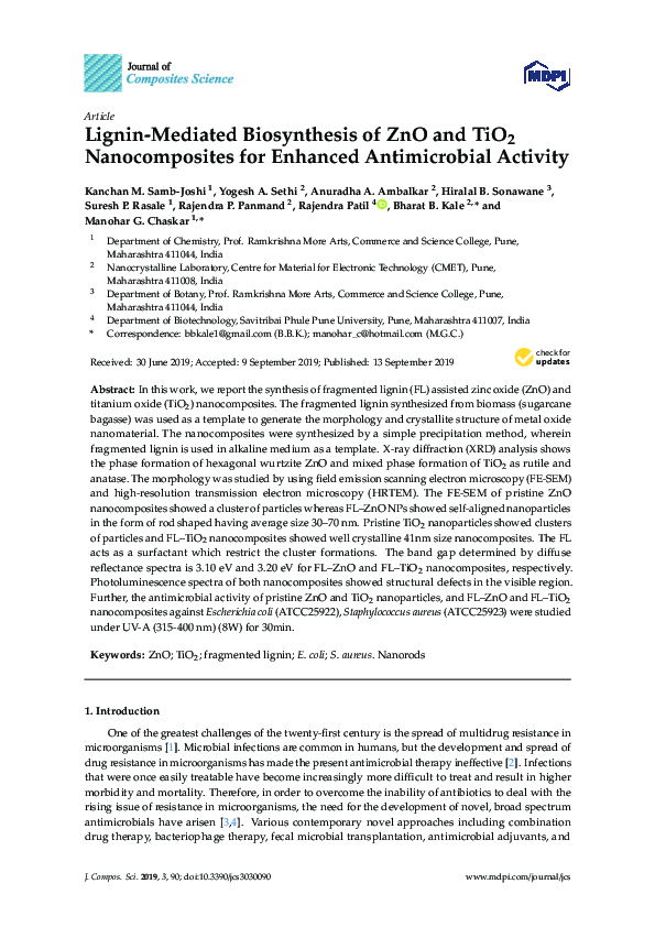 (PDF) Lignin-Mediated Biosynthesis of ZnO and TiO2 Nanocomposites for ...