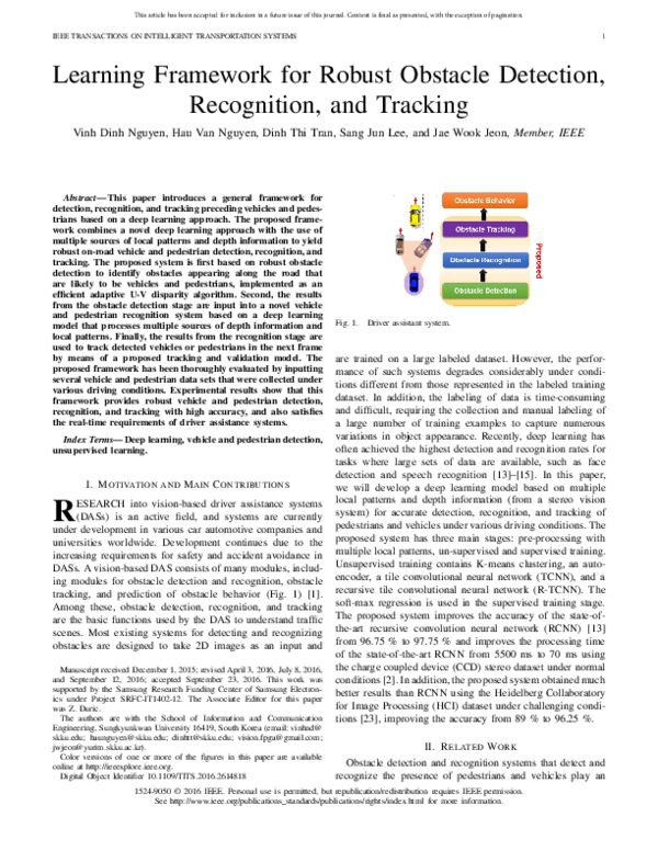 (PDF) Learning Framework for Robust Obstacle Detection, Recognition ...