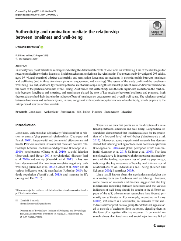 (PDF) Authenticity and rumination mediate the relationship between ...