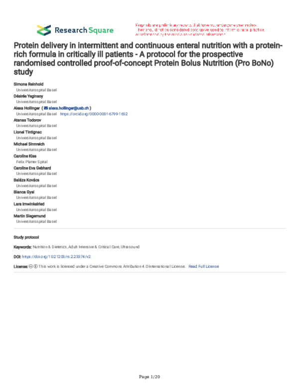 (PDF) Protein delivery in intermittent and continuous enteral nutrition ...