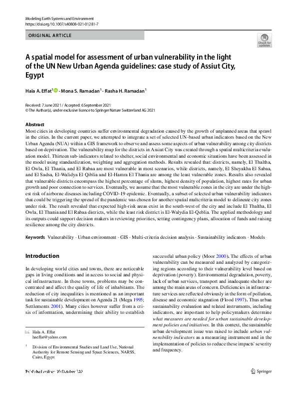 (PDF) A spatial model for assessment of urban vulnerability in the ...