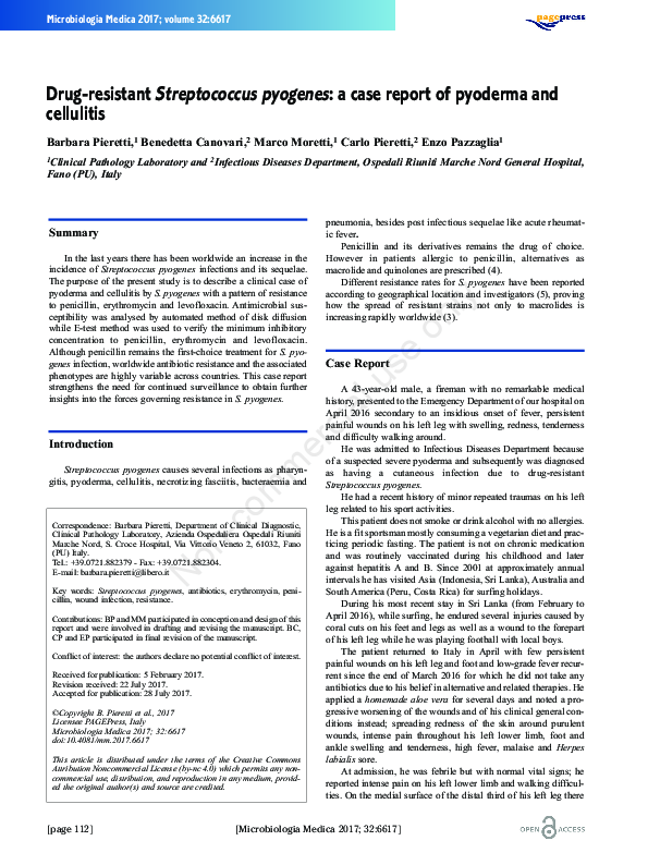(PDF) Drug-resistant Streptococcus pyogenes: a case report of pyoderma ...