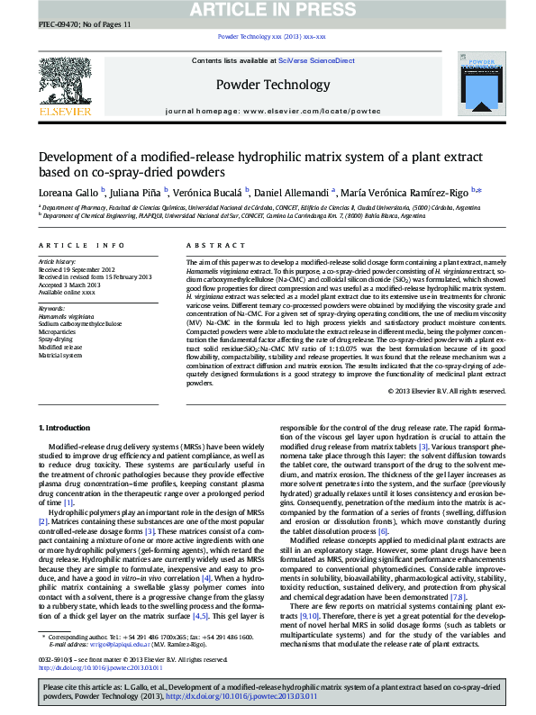 (PDF) Development of a modified-release hydrophilic matrix system of a ...