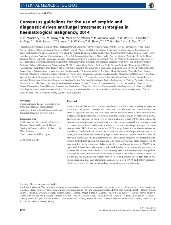 (PDF) Consensus guidelines for the use of empiric and diagnostic‐driven ...