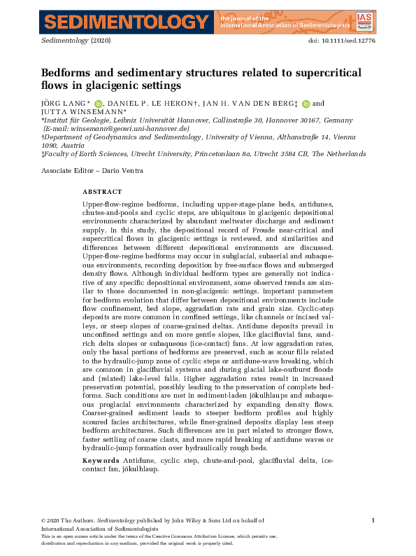(PDF) Bedforms and sedimentary structures related to supercritical ...