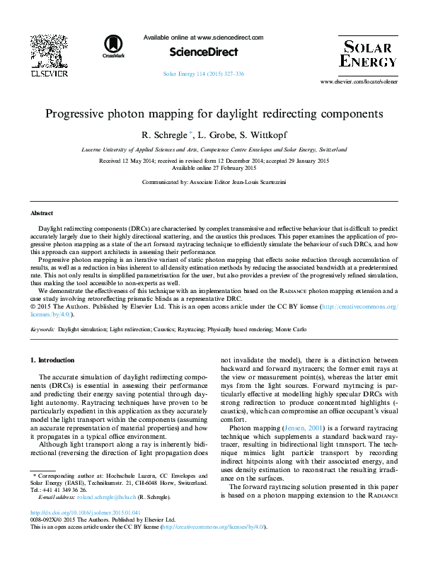 (PDF) Progressive photon mapping for daylight redirecting components