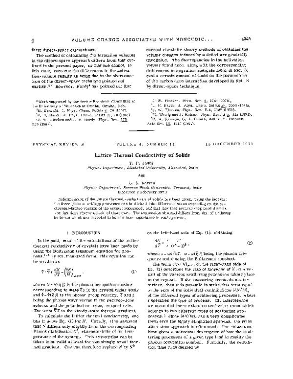 (PDF) Lattice Thermal Conductivity of Solids
