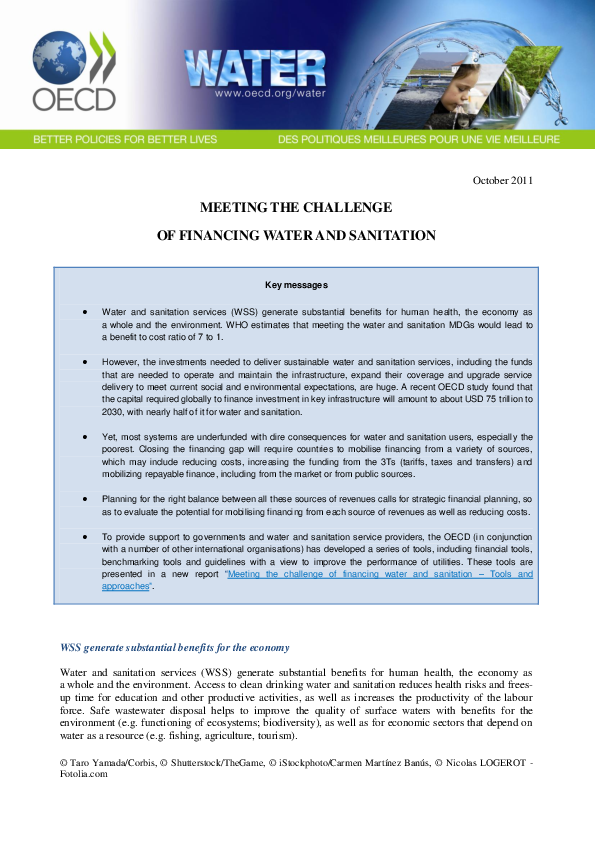 (PDF) Meeting the Challenge of Financing Water and Sanitation