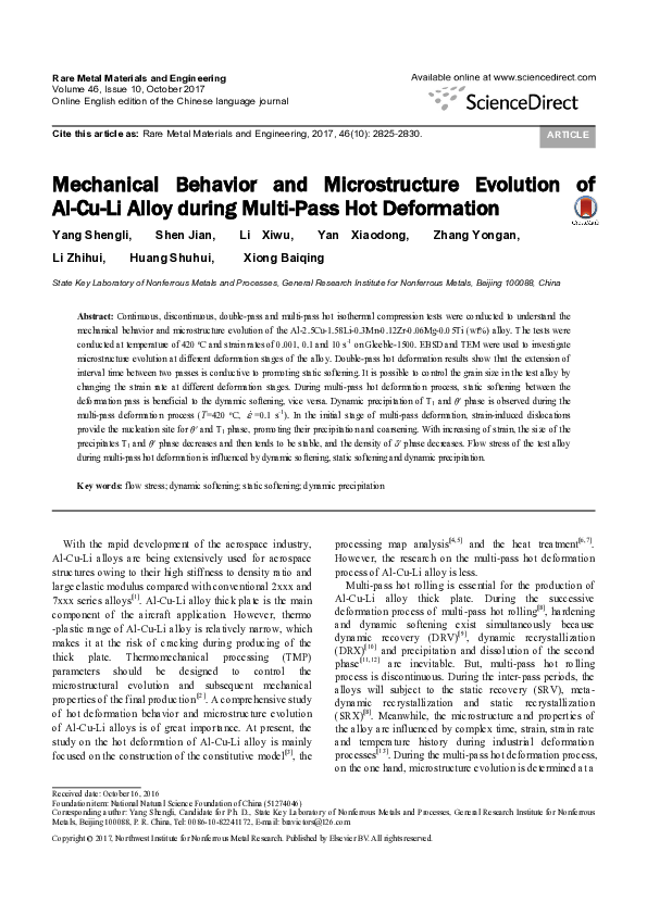(PDF) Mechanical behavior and microstructure evolution during steady ...