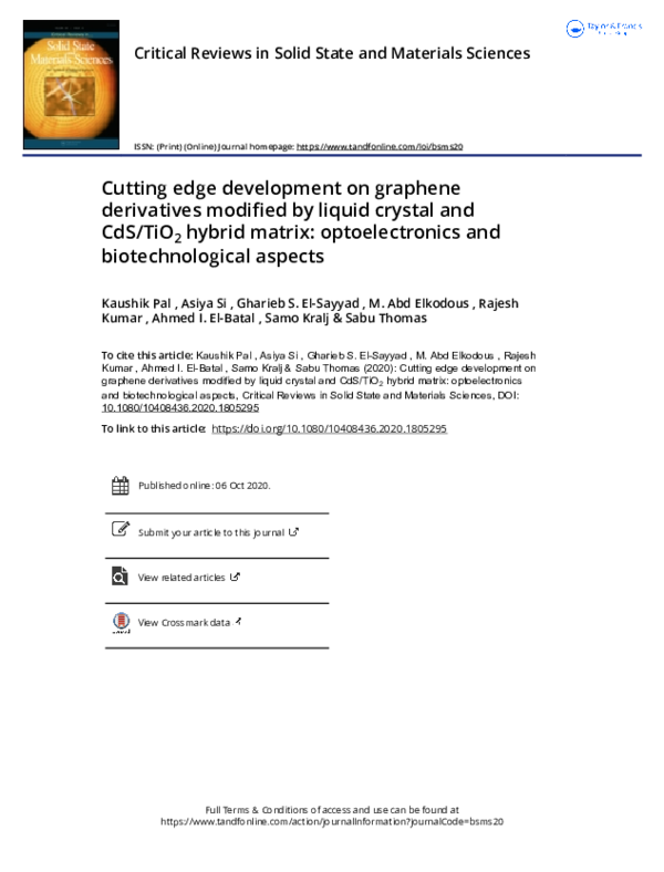 (PDF) Cutting edge development on graphene derivatives modified by ...