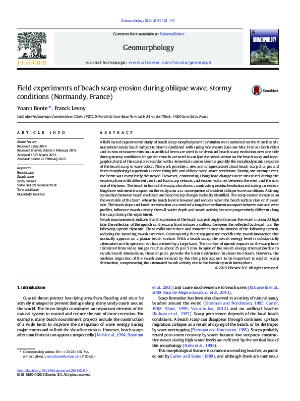 (PDF) Field experiments of beach scarp erosion during oblique wave ...