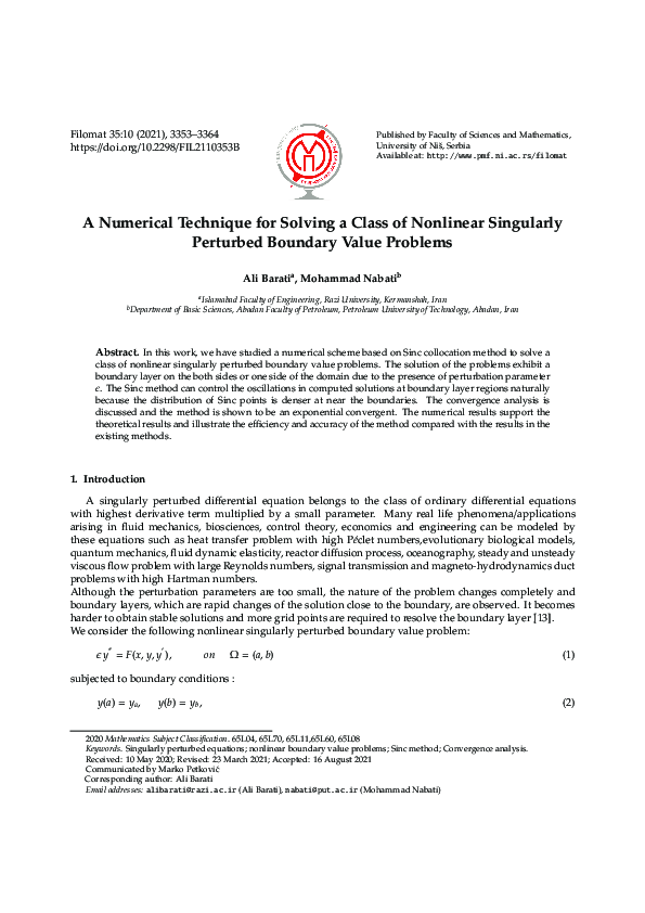 (PDF) A numerical technique for solving a class of nonlinear singularly ...