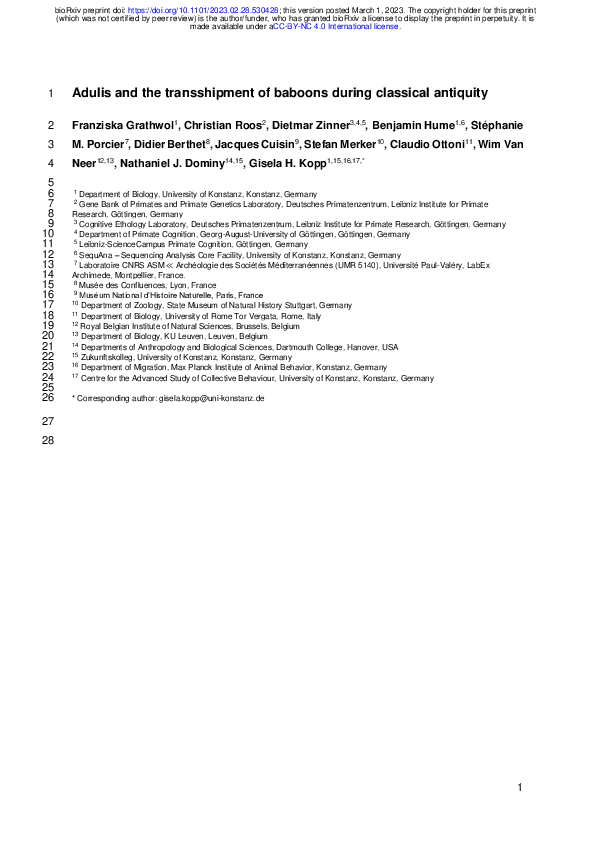 (PDF) Adulis and the transshipment of baboons during classical antiquity