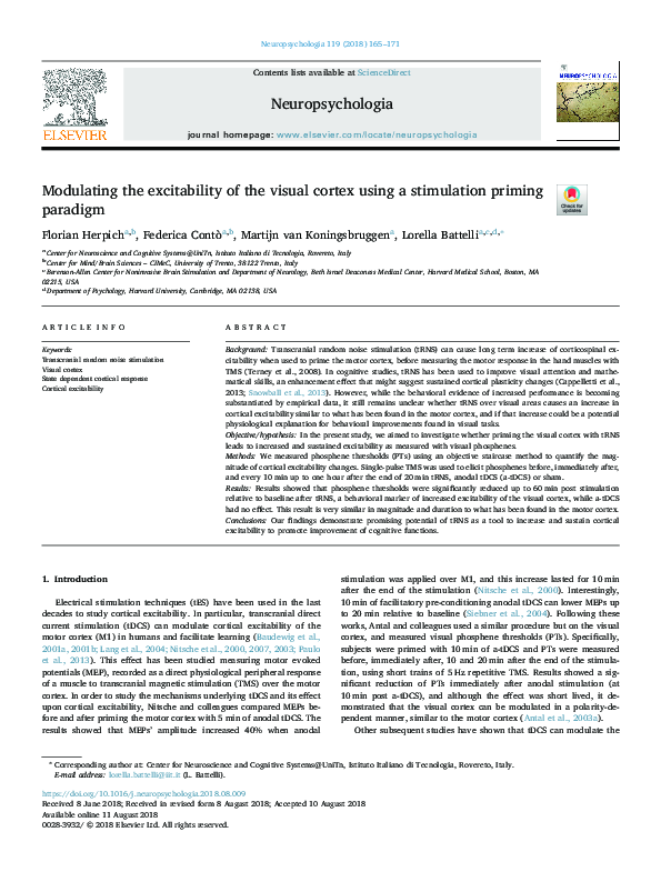 (PDF) Modulating the excitability of the visual cortex using a ...
