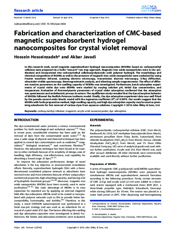(PDF) Fabrication and characterization of CMC-based nanocomposites ...