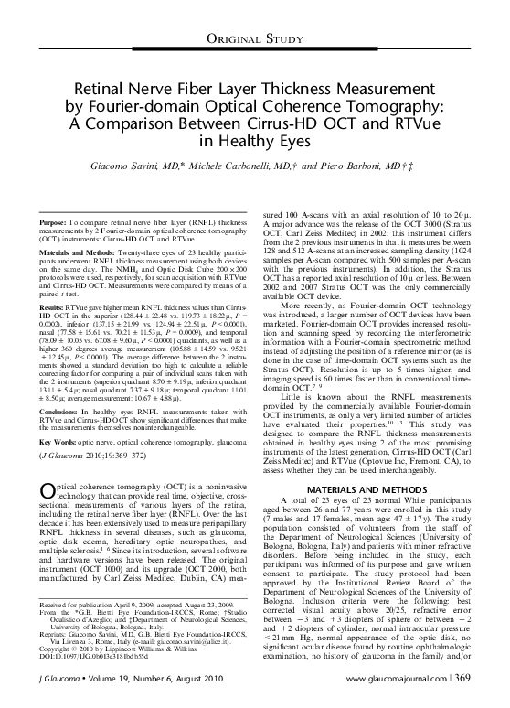 (PDF) Retinal nerve fiber layer thickness measurement using 3D Fourier ...