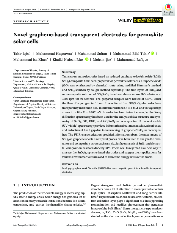 (PDF) Novel graphene-based transparent electrodes for perovskite solar ...