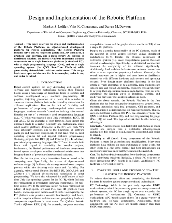 (PDF) Design and Implementation of the Robotic Platform