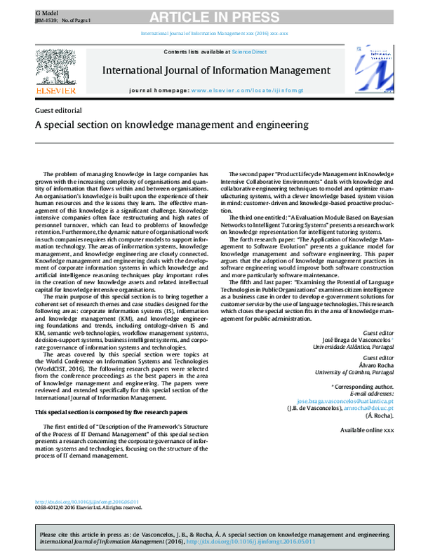 (PDF) A special section on knowledge management and engineering