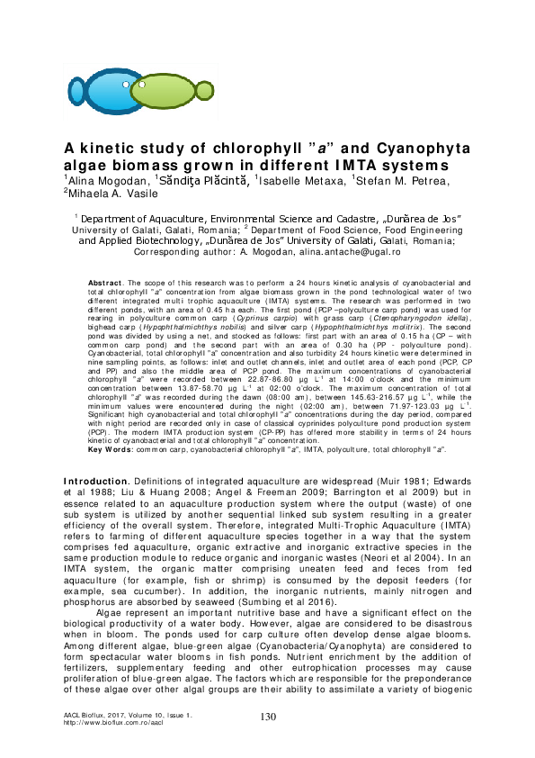 (PDF) A kinetic study of chlorophyll "a" and cyanophyta algae biomass ...