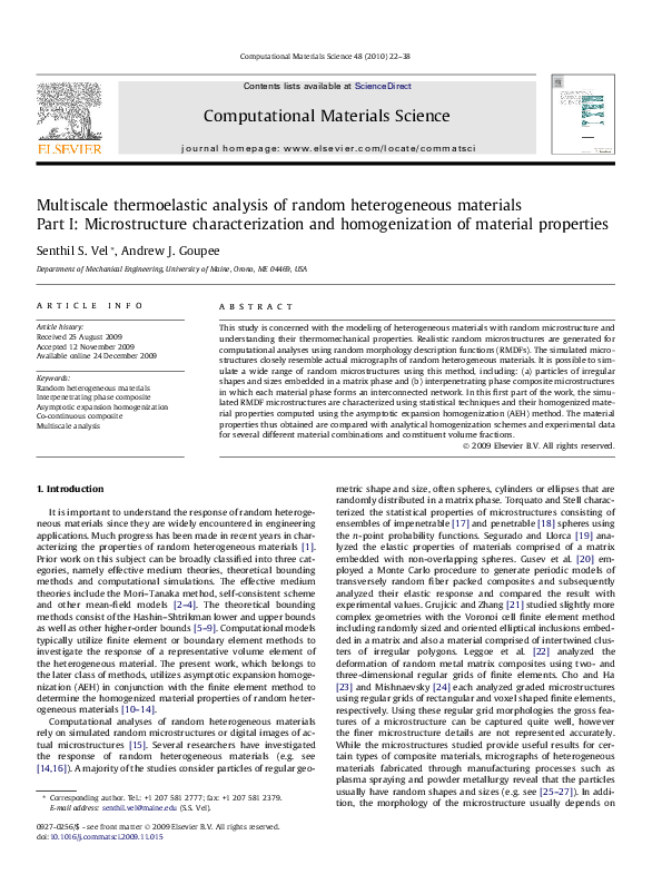 (PDF) Multiscale thermoelastic analysis of random heterogeneous materials