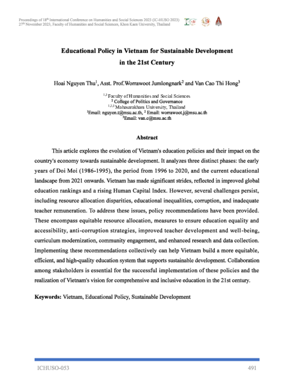 (PDF) Educational Policy in Vietnam for Sustainable Development in the ...