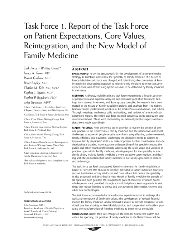 (PDF) Task Force 1. Report of the Task Force on Patient Expectations ...