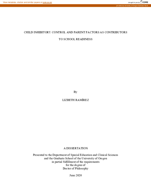 (PDF) Child Inhibitory Control and Parent Factors as Contributors to ...