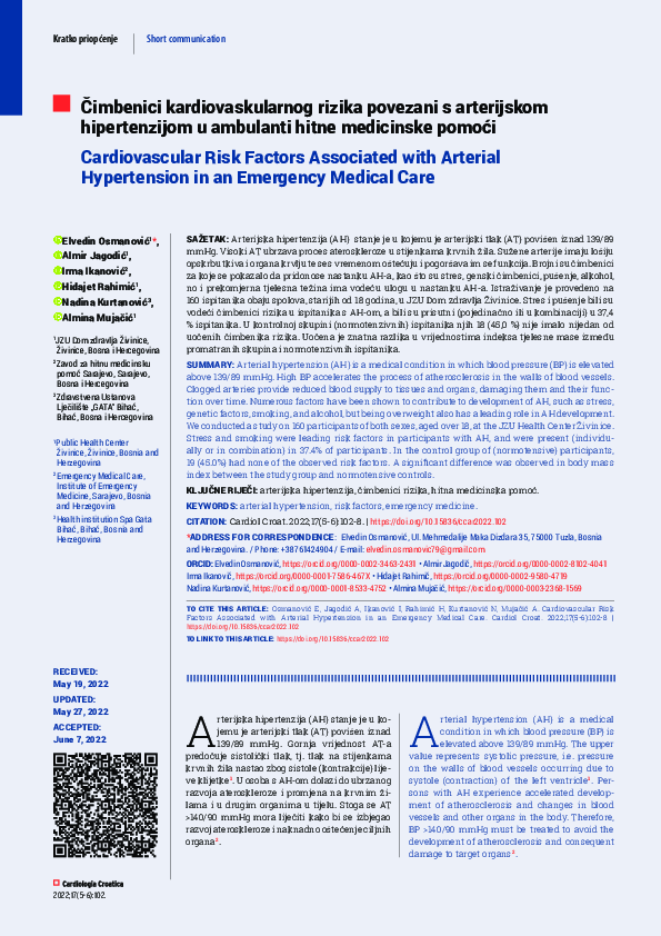 (PDF) Cardiovascular Risk Factors Associated with Arterial Hypertension ...
