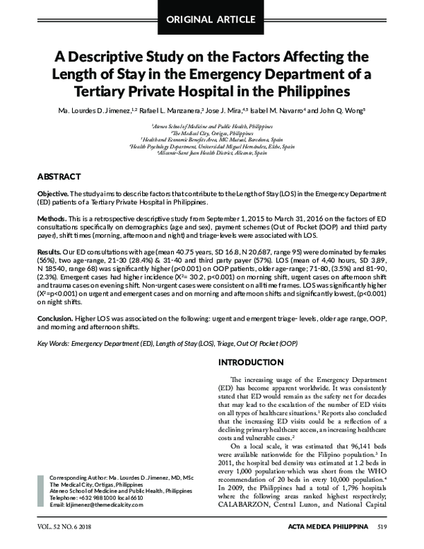 (PDF) A Descriptive Study on the Factors Affecting the Length of Stay ...