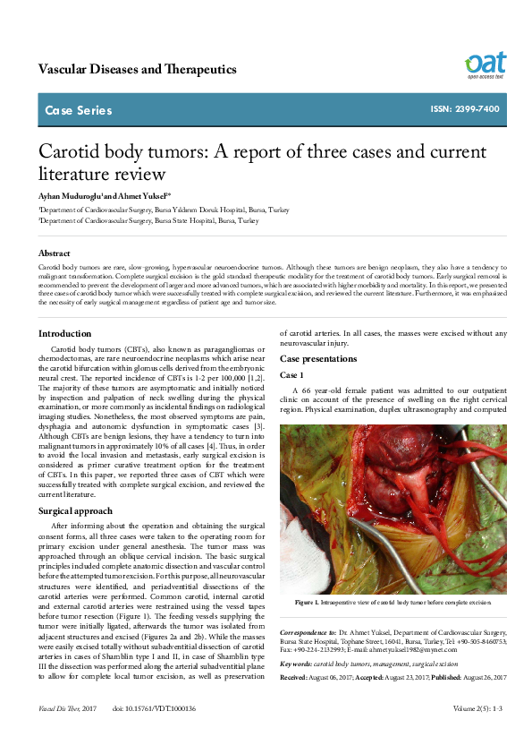 (PDF) Carotid body tumors: A report of three cases and current ...