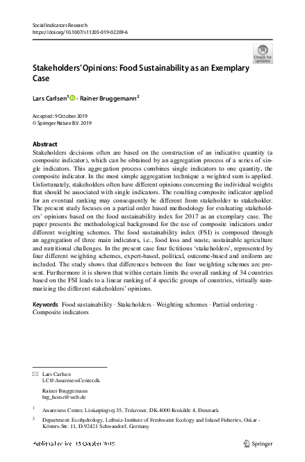 (PDF) Stakeholders’ Opinions: Food Sustainability as an Exemplary Case