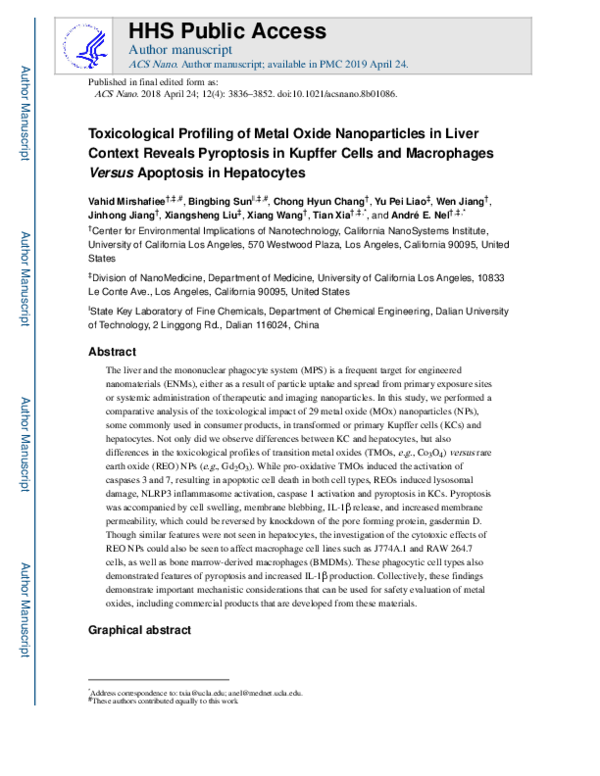 (PDF) Toxicological Profiling of Metal Oxide Nanoparticles in Liver ...