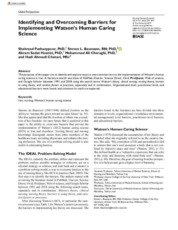 (PDF) Identifying and Overcoming Barriers for Implementing Watson’s ...