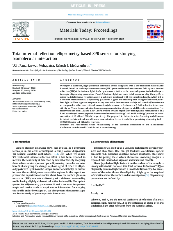(PDF) Total internal reflection ellipsometry based SPR sensor for ...